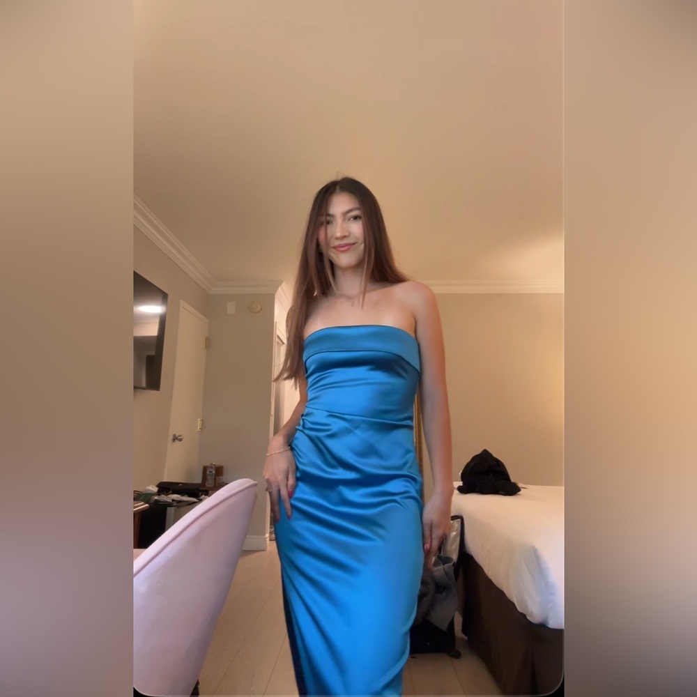 Elegant Strapless satin maxi dress (Aritzia)